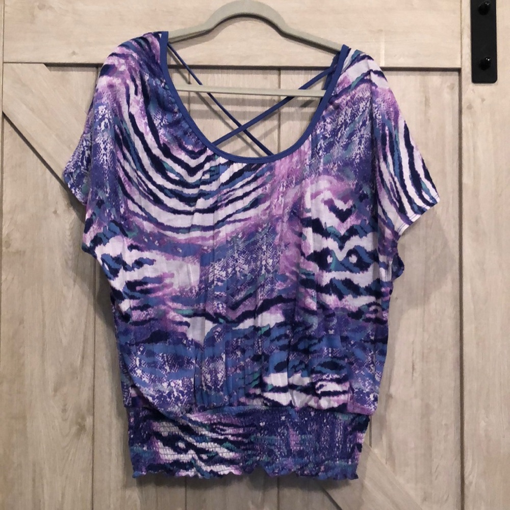 Zebra Striped, Criss-cross back blouse